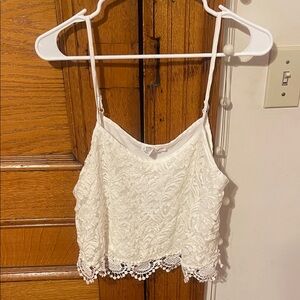Ambiance Apparel White Lace Women’s Cropped Cami/Tank Top
